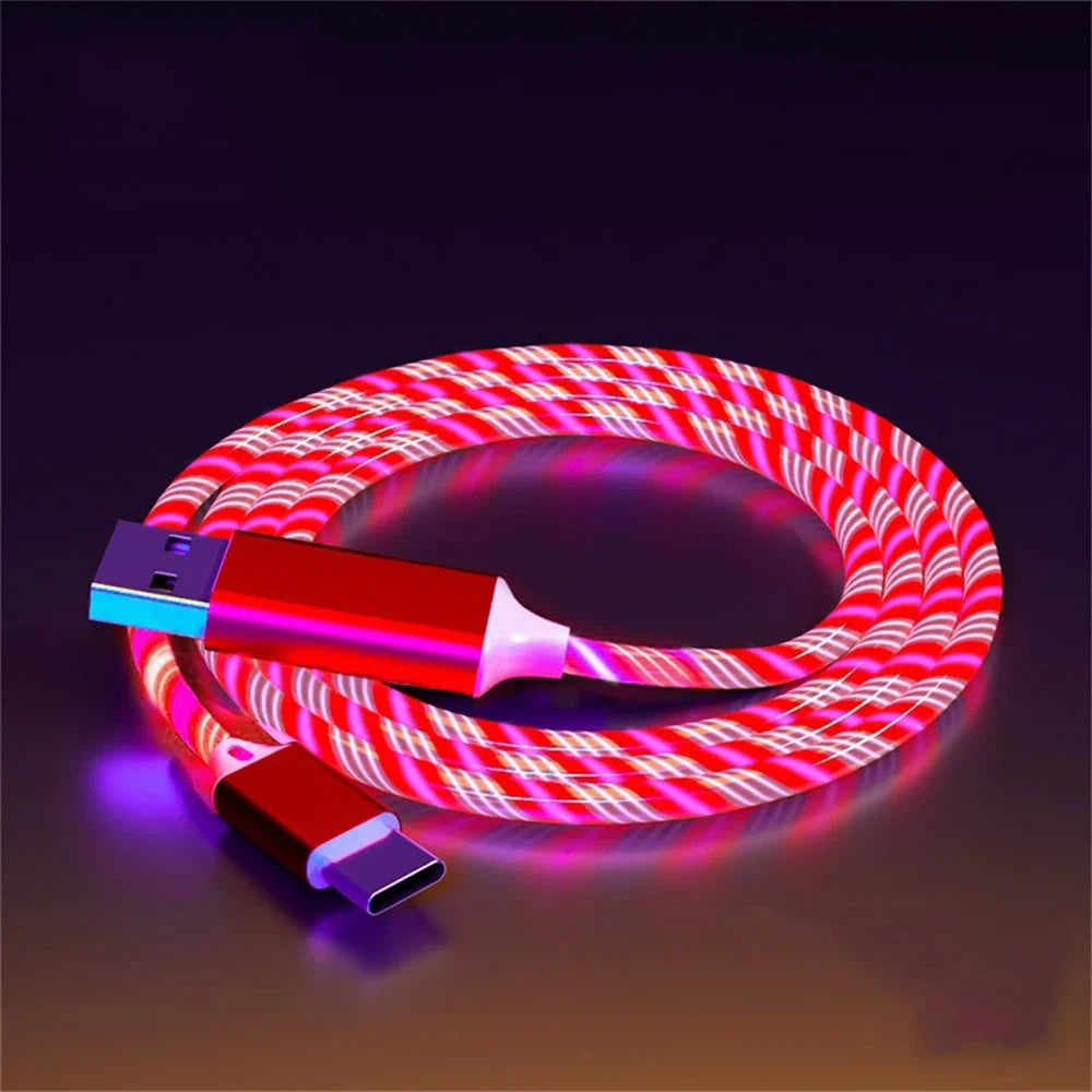 Glowing LED Light USB 3 IN 1 cable Phone Fast Charging Charger Luminous Type C Cable For Xiaomi iPhone Phone Accessories
