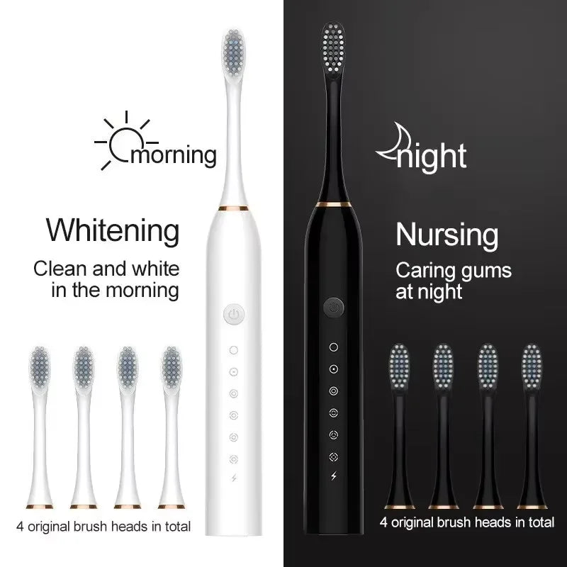 Electric Ultrasonic Toothbrush Six Speed Mode Home Soft Hair USB Charging Waterproof Adult Tooth Cleaner Automatic Couple Set