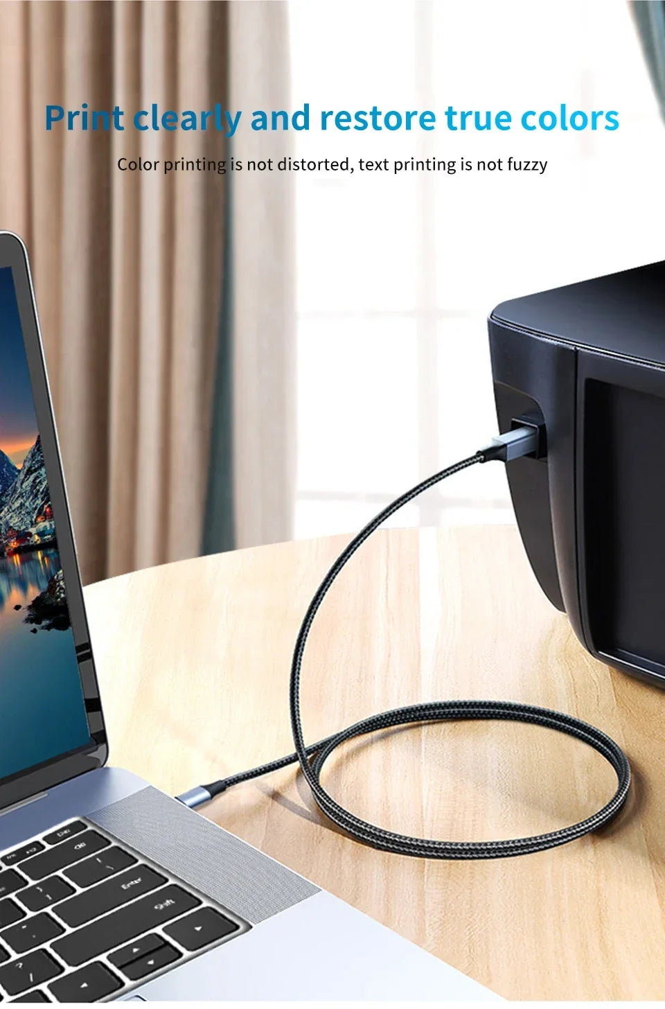 USB C to USB B 2.0 Printer Cable Electronic Organ Cable Type C USB B for Computer Laptop Phone to Fax Machine Scanner Universal