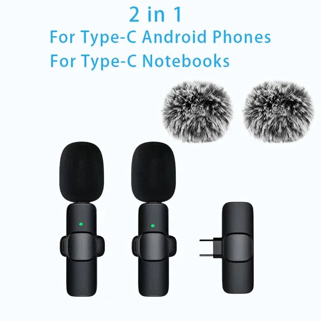 Wireless Lavalier Microphone Mini Lapel Noise Cancelling for iPhone 15/16/17 iPad Android Vlogging Interview - Compact Audio Rec