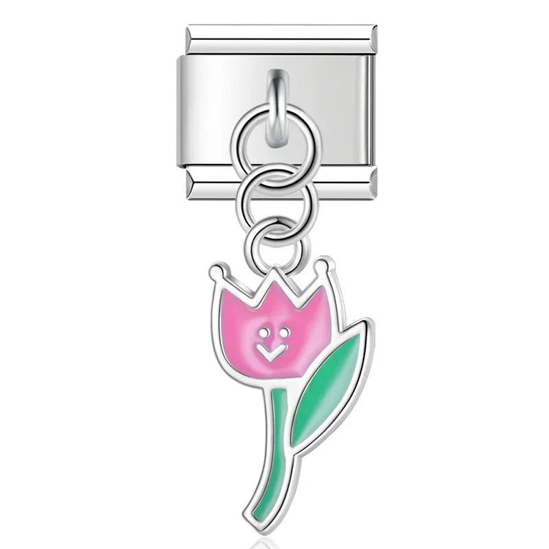 Hapiship 9mm Width Original Daisy Unicorn Angel Cup Santa Claus Italian Charm Fit Bracelet Stainless Steel Jewelry Making DJ050