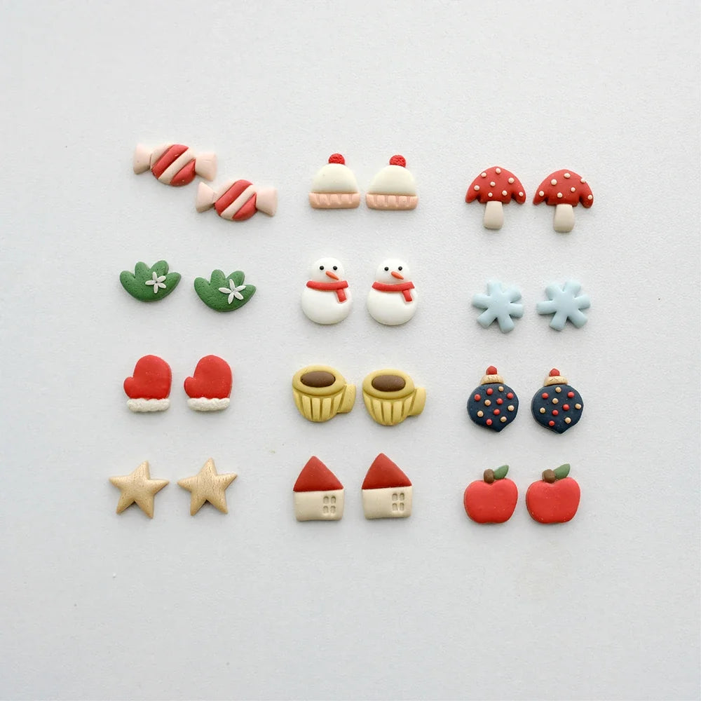 Christmas Atmosphere Polymer Clay Earrings Cutter Mold Mini Winter Gloves/House Shape Clay Mould Polymer DIY Clay Jewelry Tools