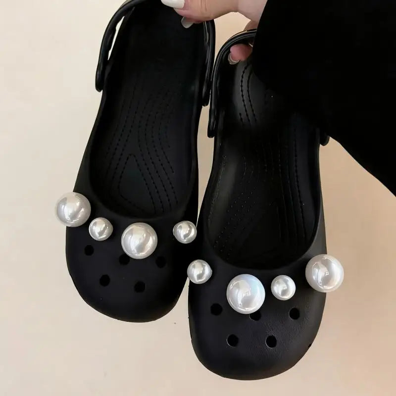 Elegant Polka Dot Bowknot DIY Shoes Charms Set 2026 New Luxury Faux Pearl Ballet Clogs Accessories Woman's Shoes Decorations