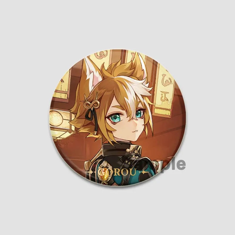 Genshin Impact Game Brooches 58mm Round Button Pins for Backpack Jackets Jewelry Cartoon Cosplay Badge Hutao Zhongli Xiao Badges