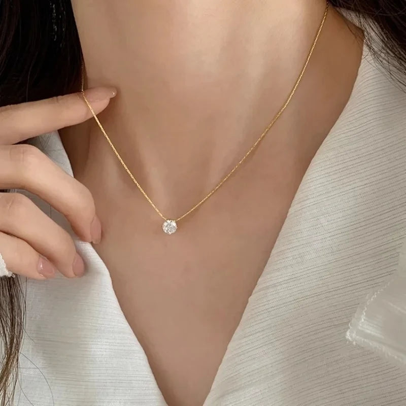 Oval round plaque inlaid with zircon religious pendant for women's party stainless steel Virgin Mary jewelry gift necklace