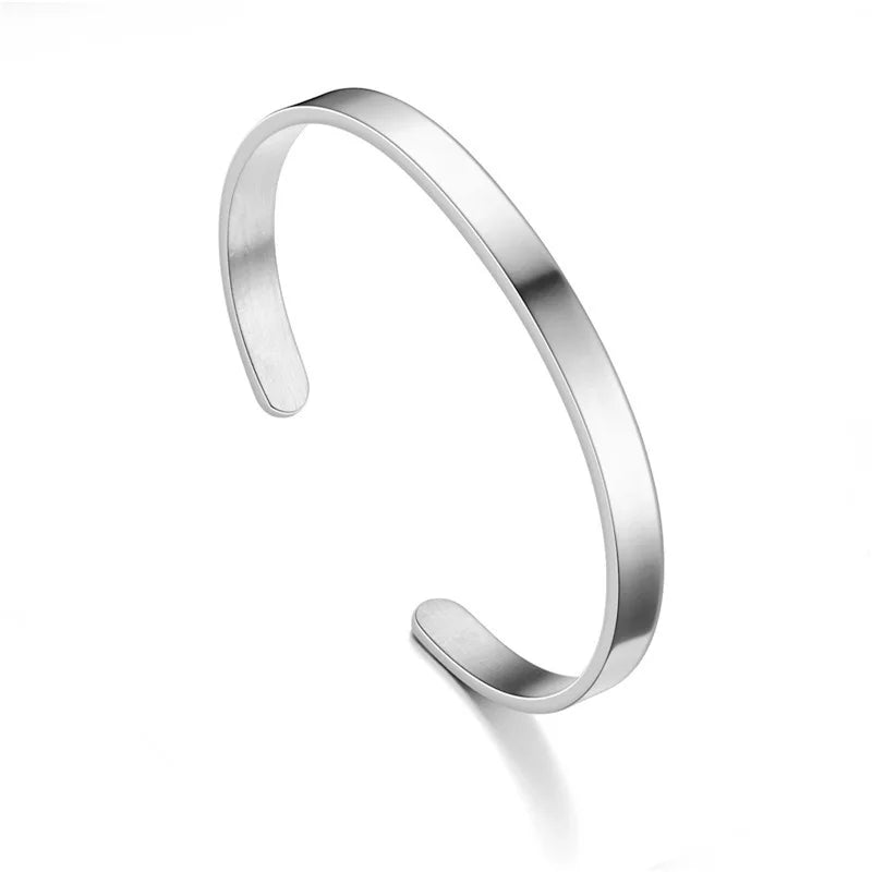 Stainless Steel Silver Color Men Snake Bone Chain Bracelet Simple Non-Fading Open Bracelet For Women Fashion Hip Hop Jewelry