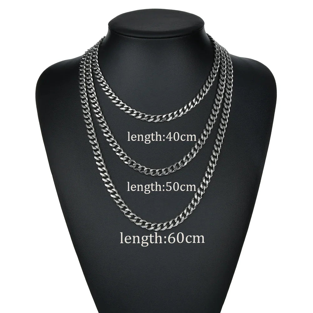 3/5/7mm Stainless Steel Cuban Link Chain Classic Punk Personality Jewelry Simple Fashion Hip-hop Couple Necklace for Men Women