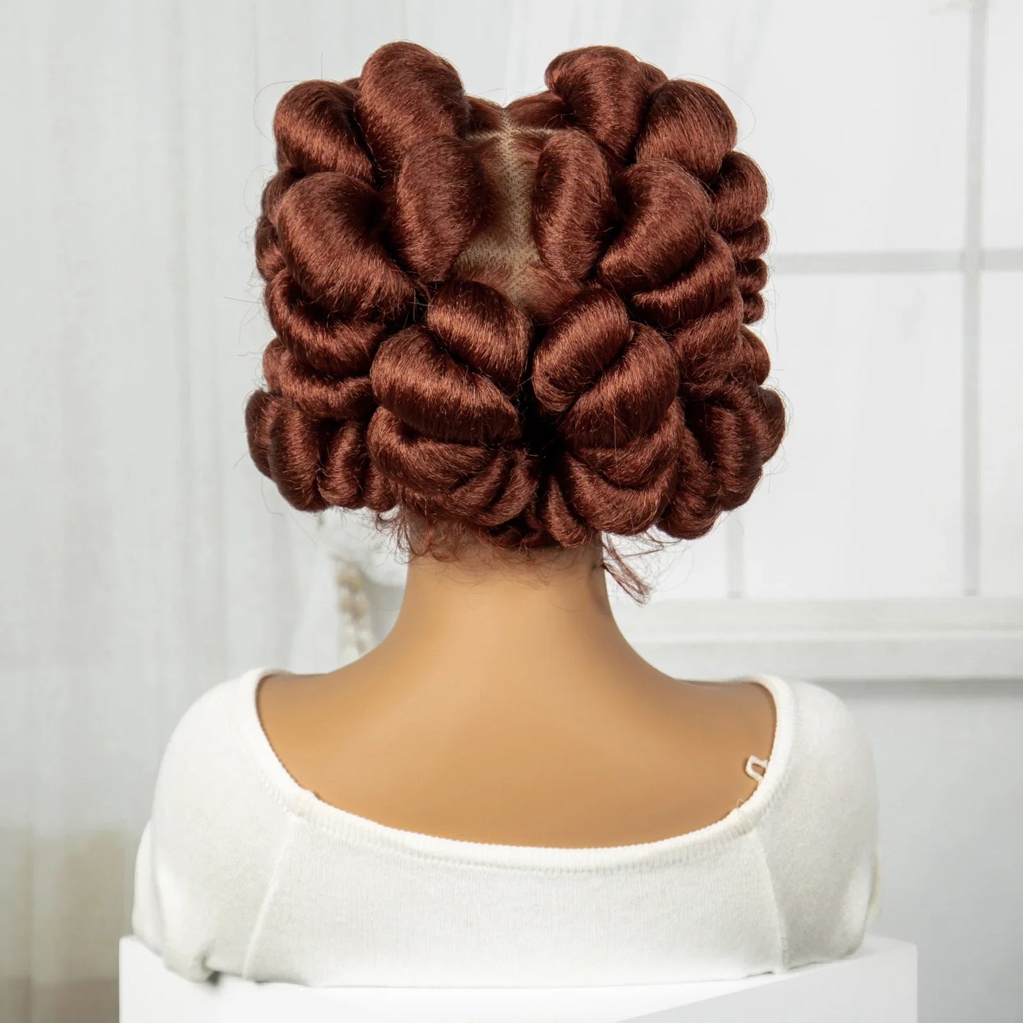 Ginger Full Lace Handmade Bantu & Dreadlock Braided Wig with Baby Hair | Synthetic Braided Wig for Black Women