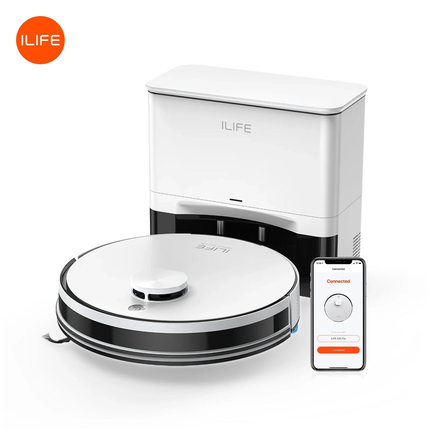 ILIFE A30 PRO 5000Pa Suction, Robot Vacuum and Mop Combo, Self Emptying, 60 Day Capacity, App/Remote, 180 Minute Running Time
