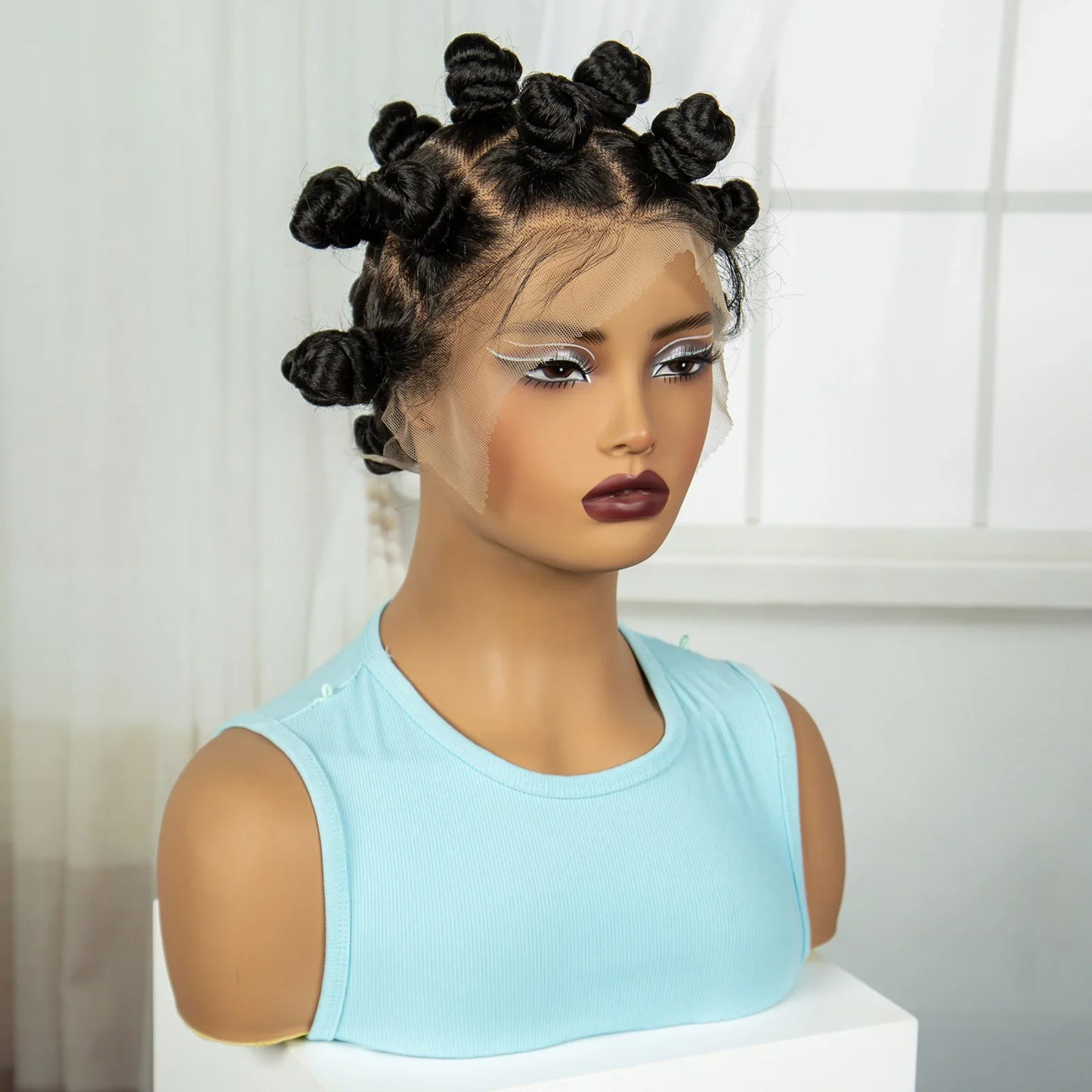 3-in-1 Handmade Bantu Braids Wig | Knotless Box & Faux Locs Options | Full Lace