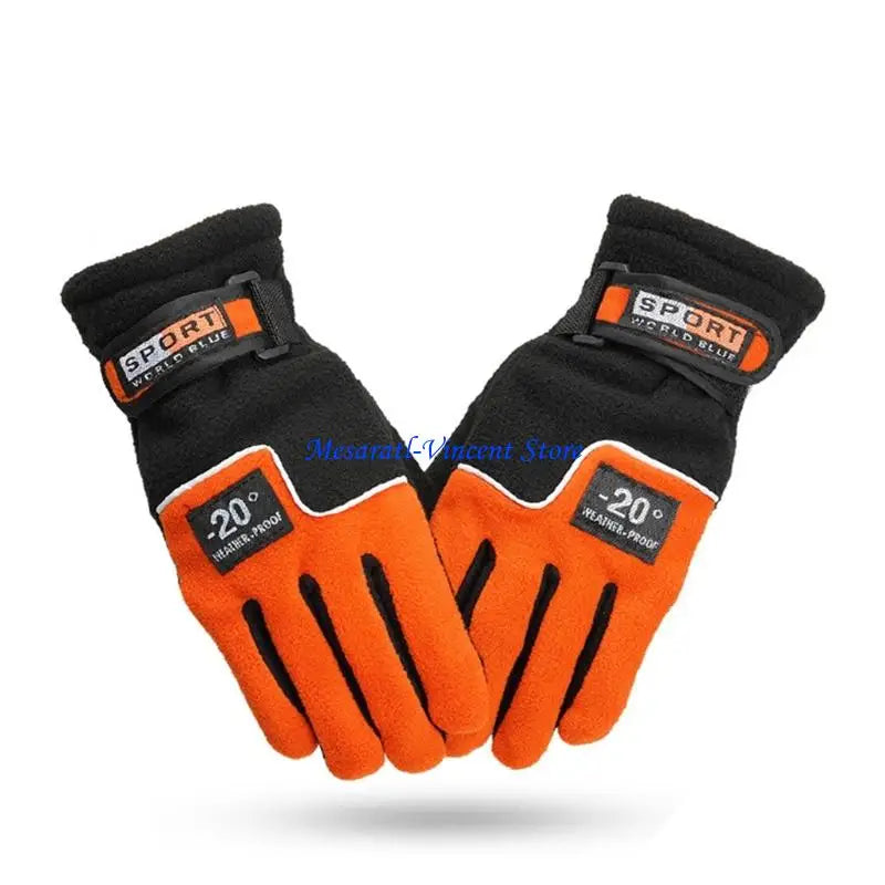 A70F Winter Warm Thermal Motorcycle Gloves Fleece Mittens For Women Men Snow Sports Hiking Back Windproof Lightweight