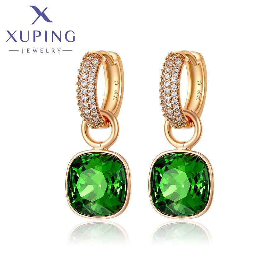 Xuping Jewelry Charm Square Shaped Luxury Exquisite Gold Color Plated Crystal Earring for Women Gift A00606258