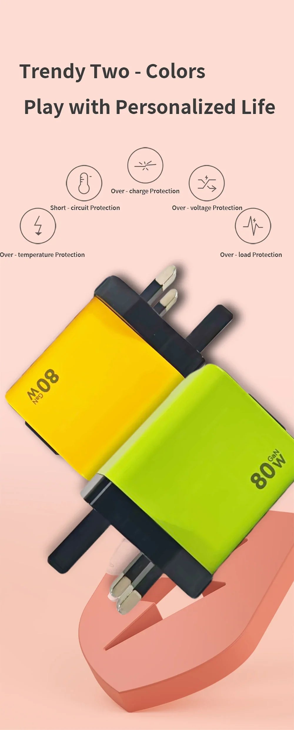 Elough 80W Gallium Nitride Charger Scalable Data Cable for Iphone Huawei A+C Full Protocol Multi Port Charging Head