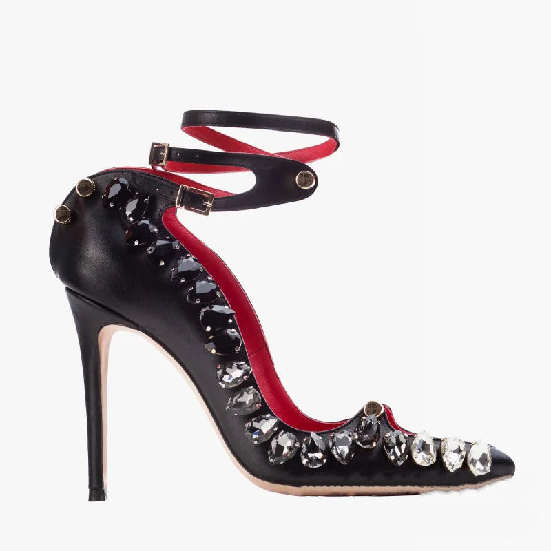 2026 Runway Women Pumps Crystal Metal Decoration High Heels Sandals For Women Luxury Designer Nightclubs Banquets Female Shoes