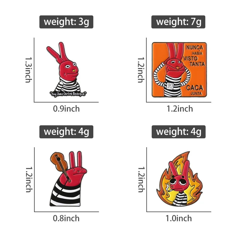 Red Rabbit Enamel Pins Custom NUNCA HABIA VISTO TANTA CACA JUNTA Brooches Lapel Badges Clothes Animal Jewelry Gift for Friends