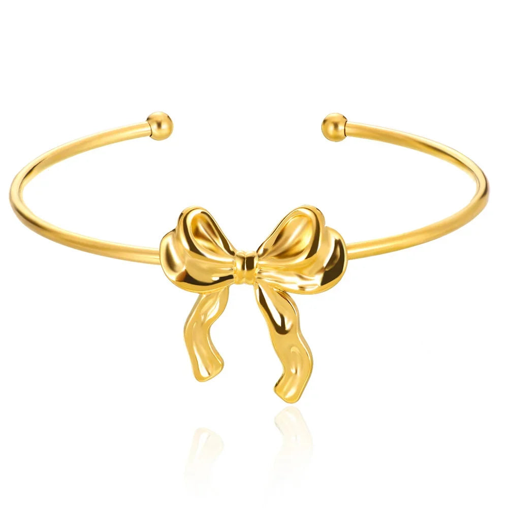 Exquisite Classic Bump Pattern Openning Bangles Bracelet For Women Cuff Bracelet Gold Color Stainless Steel Hand Ornament Gift