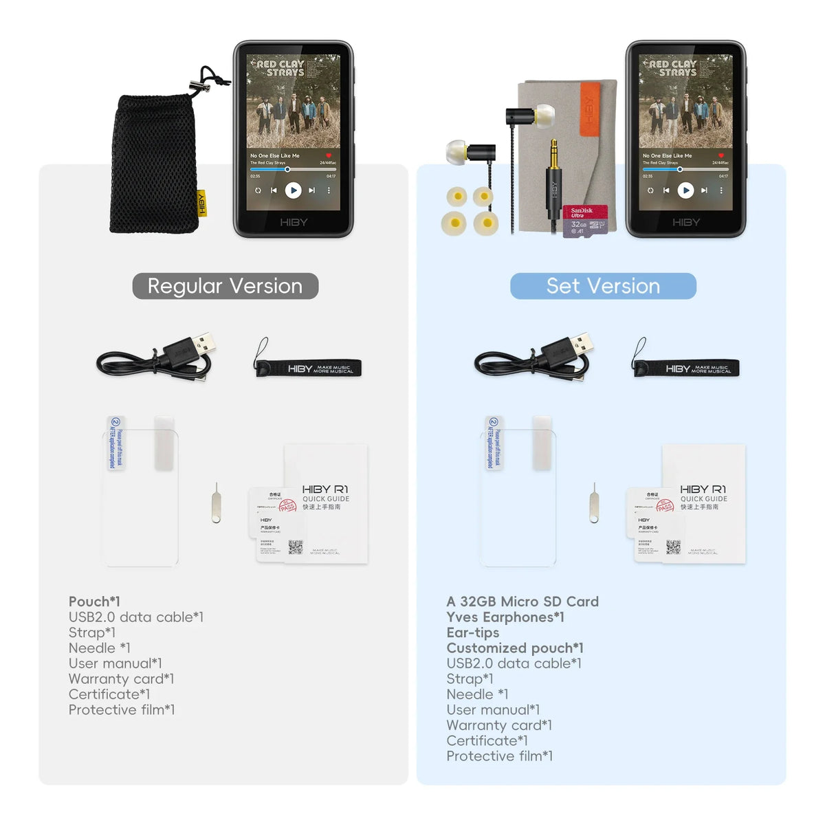 HiBy R1 HiFi Audio Music Player MP3 USB DAC WiFi Bluetooth 5.1 DSD256 PCM384kHz/32bit X1600E CS43131 MSEB Web Radio 3.5mm Output
