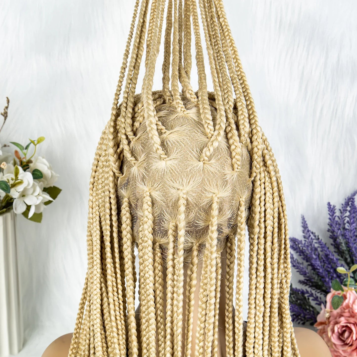 613 Blonde Box Cornrow Braided Wig | HD Full Lace Knotless Braids Wig | Synthetic Braiding Wig for Black Women