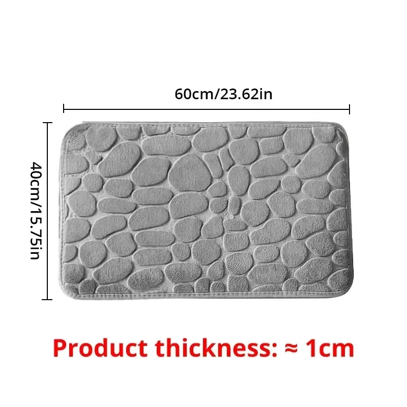 1PC Memory Foam Velvet Carpet Embossed Non-Slip Mat for Bathroom Living Room Cobblestone Floor Home Decorative Rug