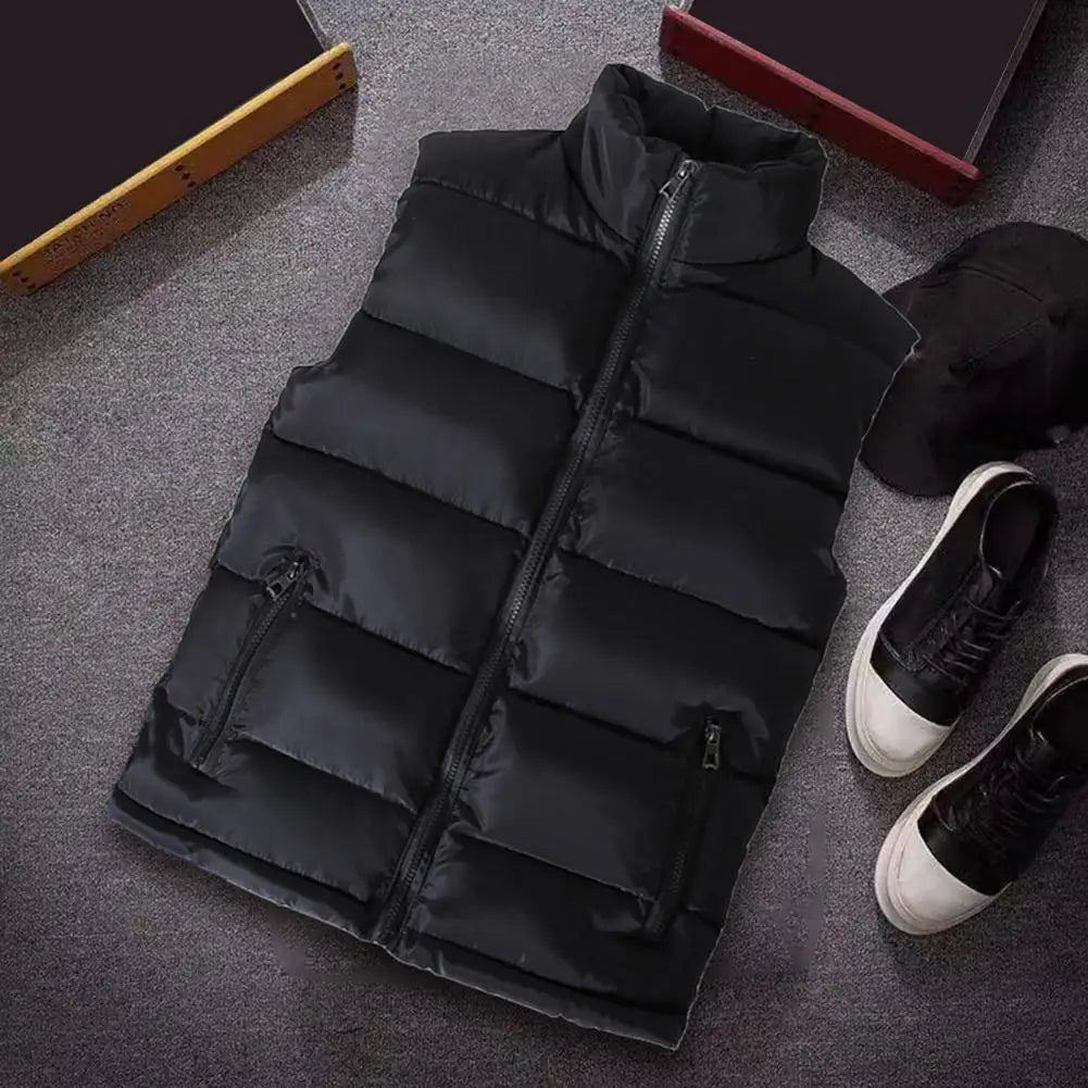 Men Vest Jacket Men Slim Fit Stand Collar Sleeveless Puffer Jackets Winter Casual Waistcoat Men Warm Coat Cold Weather Outerwear