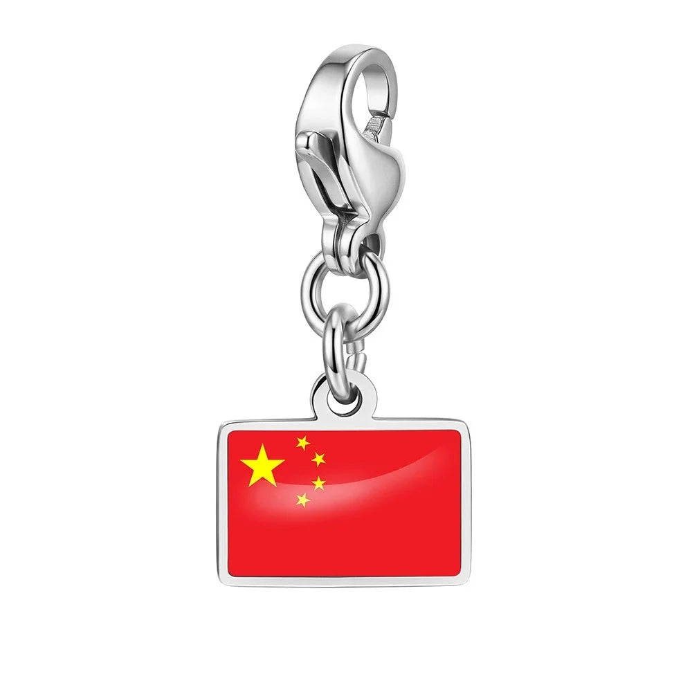 10mm Country Flag Charms Pendant Necklace Bracelet Keychain Bagchain Stainless Steel  Jewelry A Commemorative Gift For A Friend