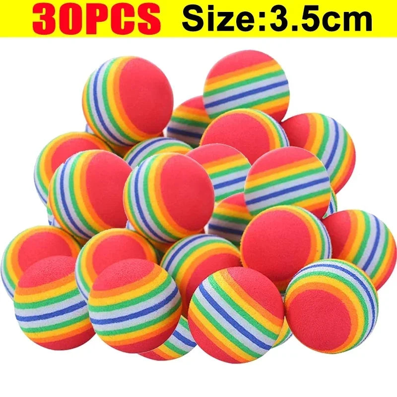 10-100x Colorful Cat Toy Ball EVA Bite-Resistant Elastic Rainbow Ball Kitten Puppy Chewing Training Interactive Toy Pet Supplies