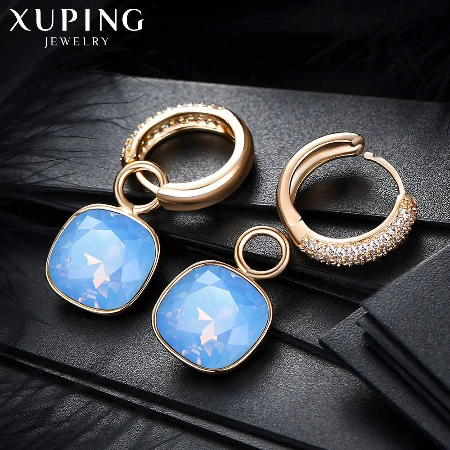 Xuping Jewelry Charm Square Shaped Luxury Exquisite Gold Color Plated Crystal Earring for Women Gift A00606258