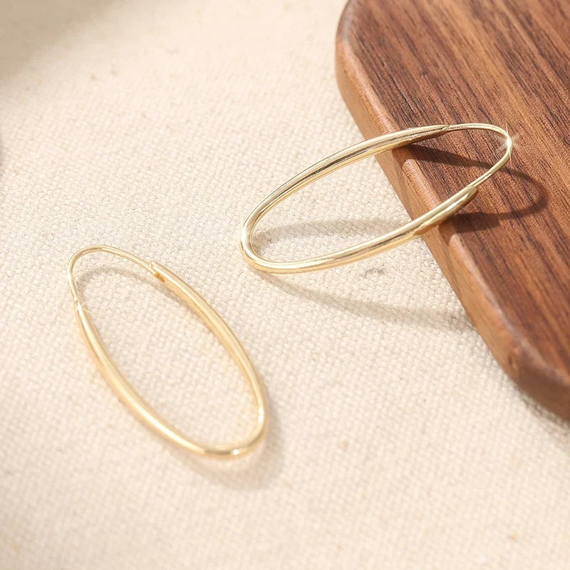 Minimalist Gold Color Dangle Women's Earrings Geometric Oval Party Daily Wear