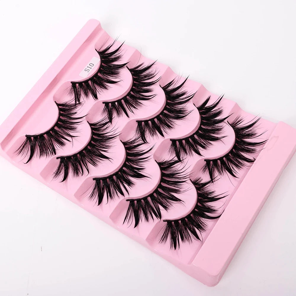 Yiernuo 1/5 Pairs Cosplay Anime Eyelashes Manga Lashes Dramatic Fairy Clusters Lashes Wet Look Lashes