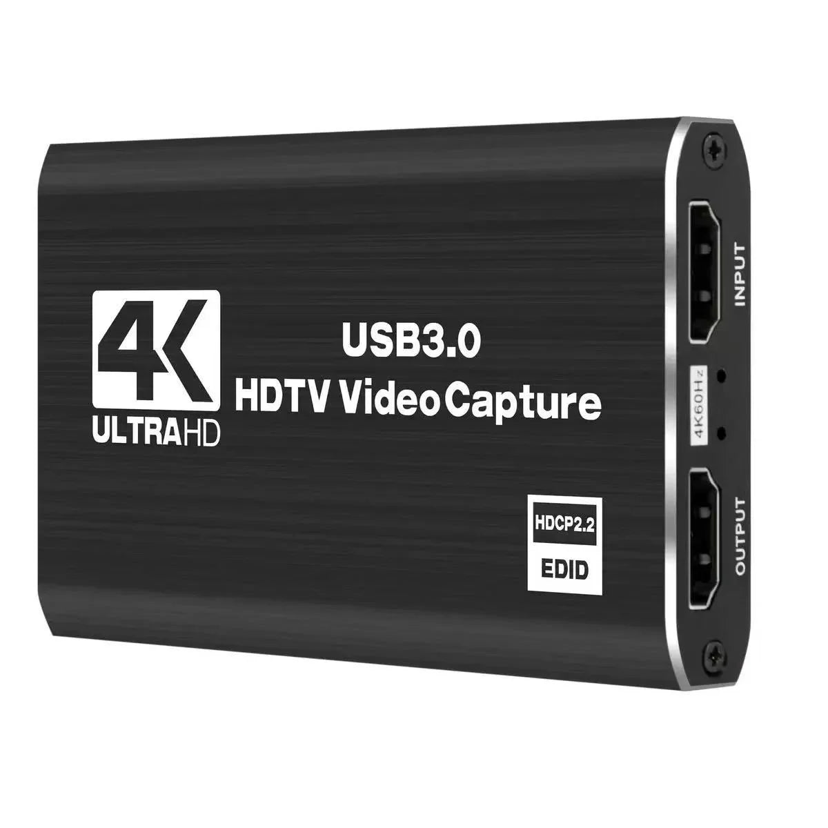 4K USB 3.0 Video Capture Card, HDMI-compatible HDTV Recorder Grabber for Game Recording, PC, Game Audio & Mic