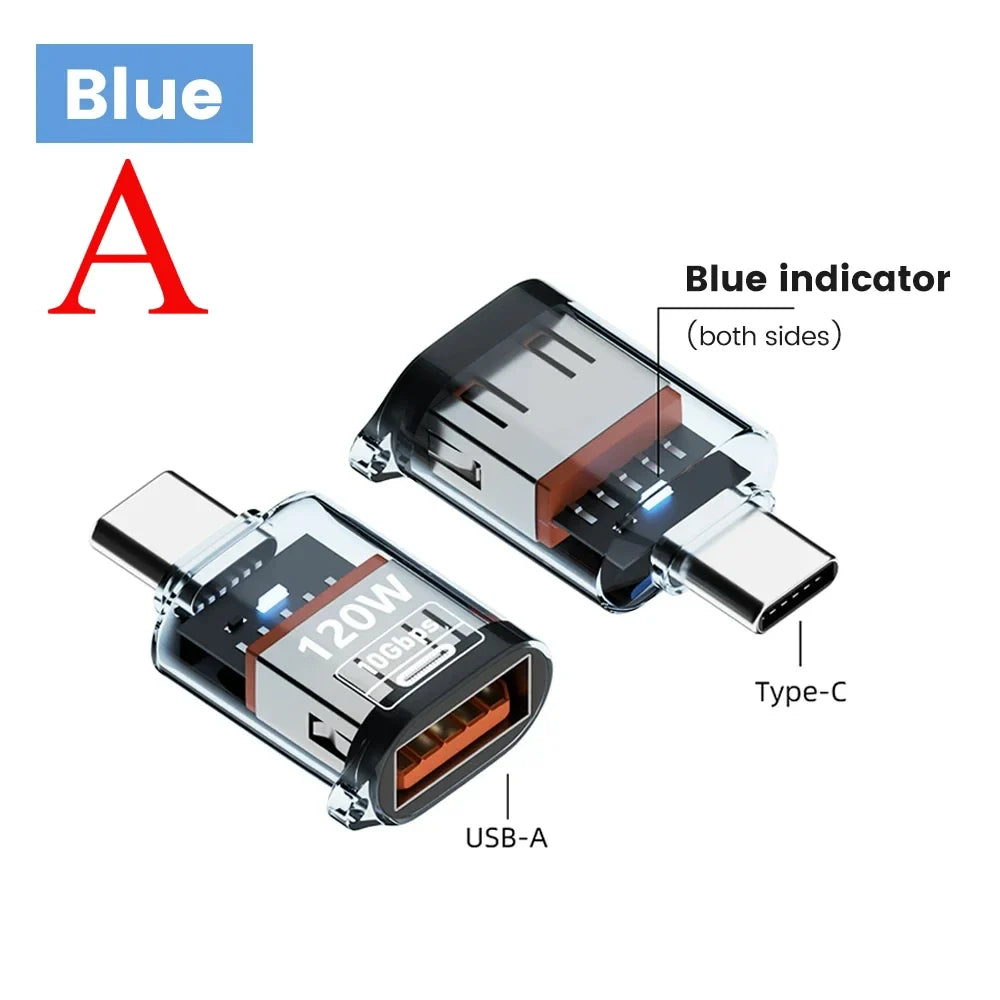 120W Fast Charging USB 3.2 To Type C Adapter OTG 10GB High Speed Data Audio Transfer for PC Tablet Xiaomi Huawei USB C Converter