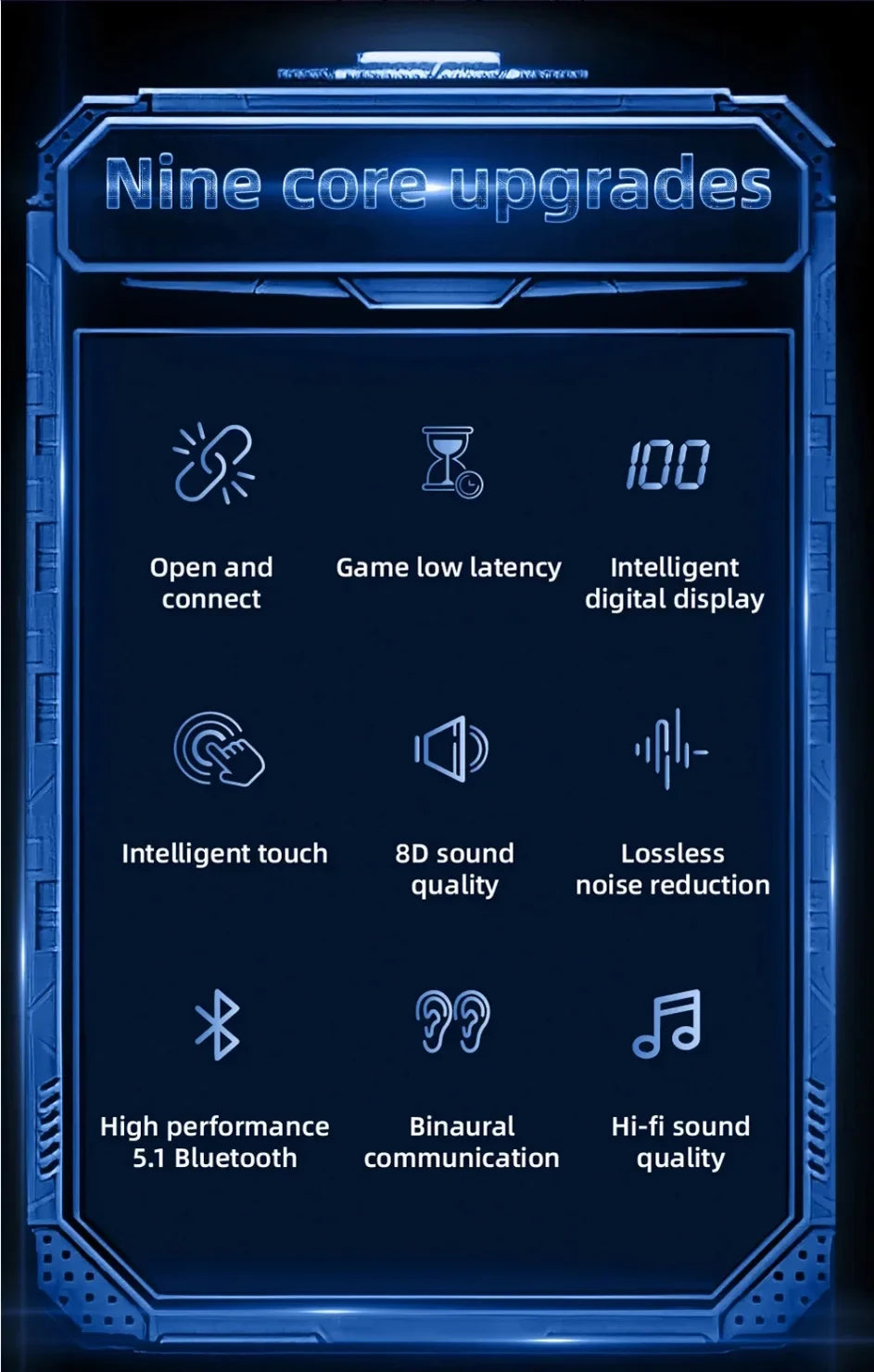 G9S Bluetooth 5.1 In Ear Wireless Earbuds LED Power Display Low Latency Gaming HiFi Stereo Sports Headphones