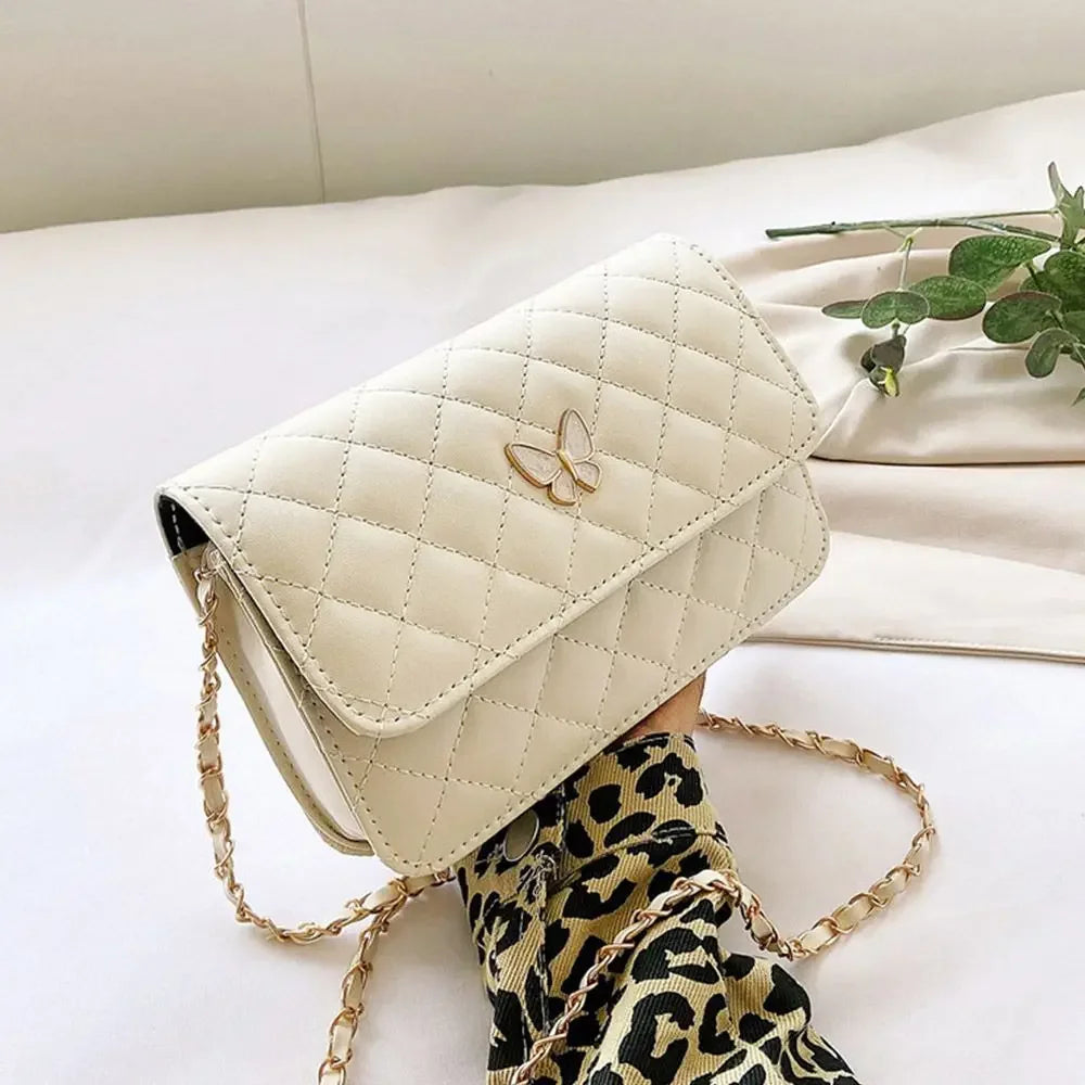 PU Leather Shoulder Bag Classic Style | Diamond Pattern Chain Bag & Women's Trendy All-Match Crossbody Bag (Mini Korean Style)