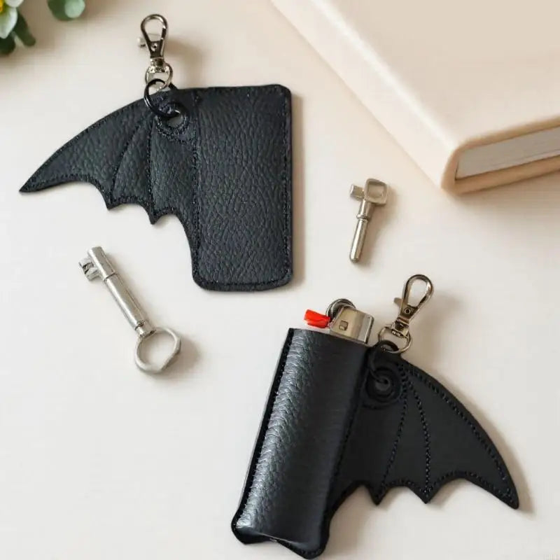 R2LE Gothic Bat Design Keychain Attachment Smooth Surfaces Protective Sleeve Keyring For Everyday Use