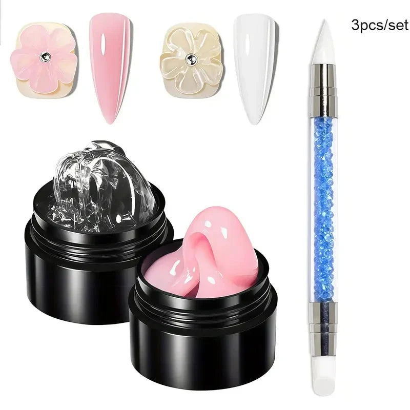 5G Crystal Soft Solid Extension Nail Gel Clear NudePink Aerylie Carving Flower Jelly shaping DlY Model Manicure