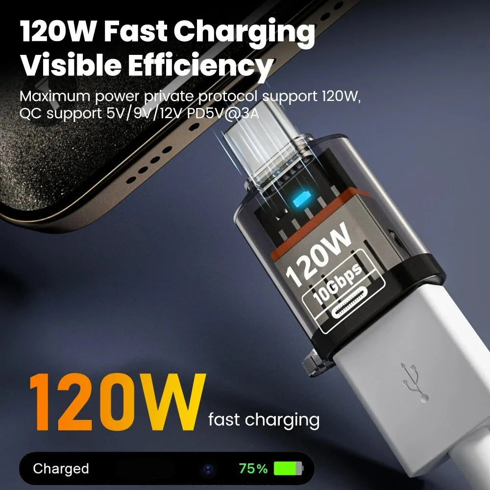 120W USB 3.2 to Type C OTG Adapter Fast Charging 10Gbps Data Audio Transfer For MacBook iPad iPhone 15 16 17 Huawei Xiaomi PC