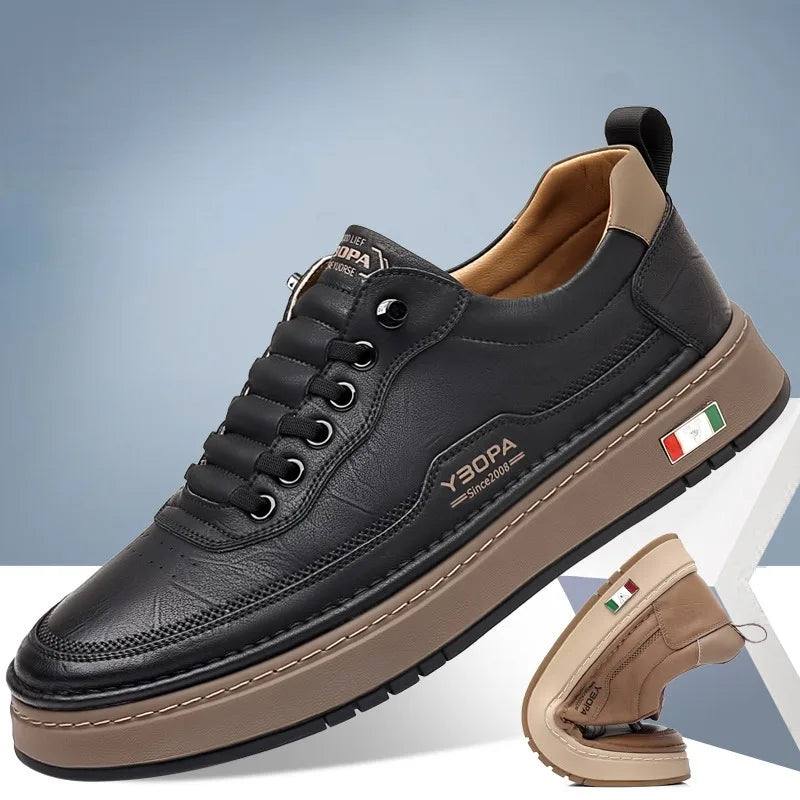 New Large Size 38-48 Leather Men's Sneakers Fashion Casual Men's Platform Sneakers Spring Autumn Designer Board Shoes Man