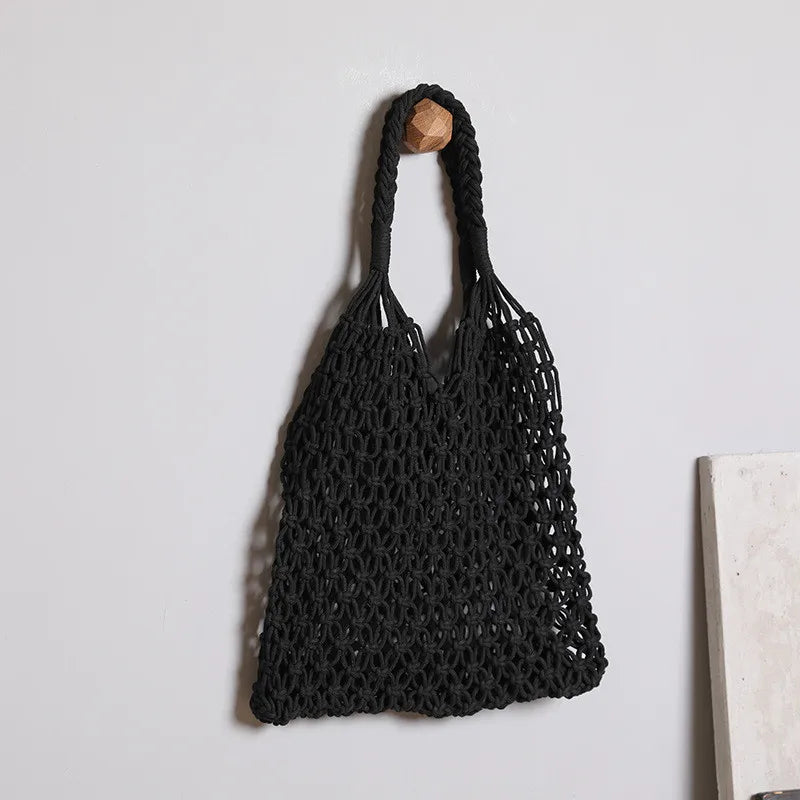 Women's Large Capacity Straw Handbag Totes | Hollow Out Shoulder Bags & Vintage Travel Beach Bag (Shopping Pack)