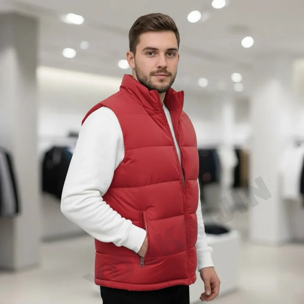 White Vest Jacket Men Slim Fit Stand Collar Sleeveless Puffer Jackets Spring Autumn Casual Waistcoat Men Warm Coat 2026 Trends