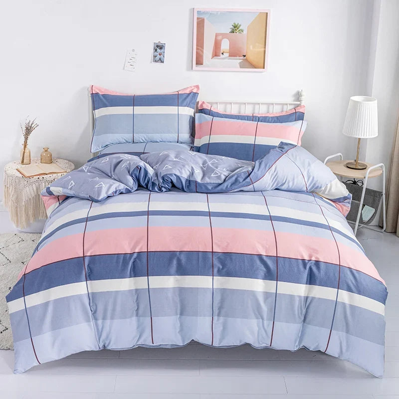 3PC 100% Cotton Duvet Cover Set Printing Bedding Set Cotton Soft Skin Friendly 1 Quilt Cover 2 Pillowcase
