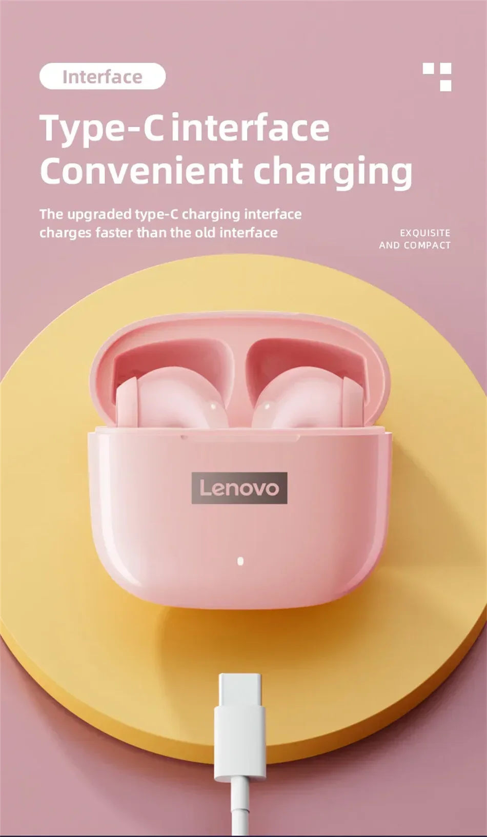 Lenovo LP40 Pro TWS Bluetooth 5.4 Wireless Headphones HiFi Stereo Earphones Gaming Sports Touch Control HD Call With Mic Earbuds