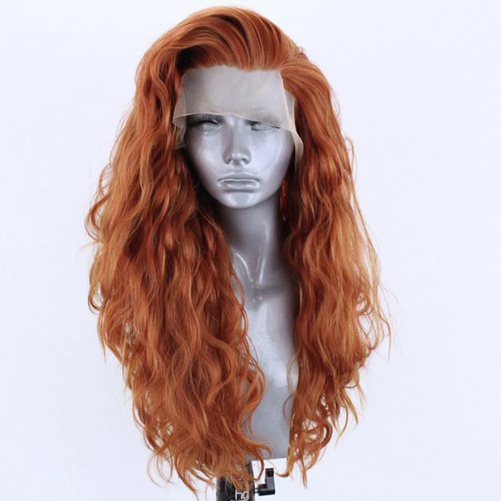 13x4 Ginger Long Wavy Lace Front Wig | Heat Friendly Synthetic, 150%