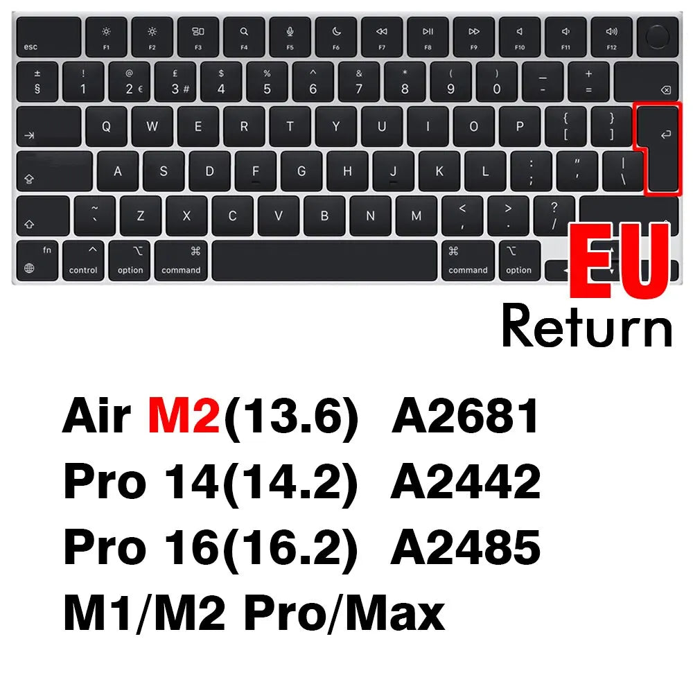 Keyboard Cover For Macbook Air 13 M2 Pro 13 M1 Pro 14 16 Max Silicone Protector Skin Case A2337 A2338 A2442 A2779 A2681 A2485