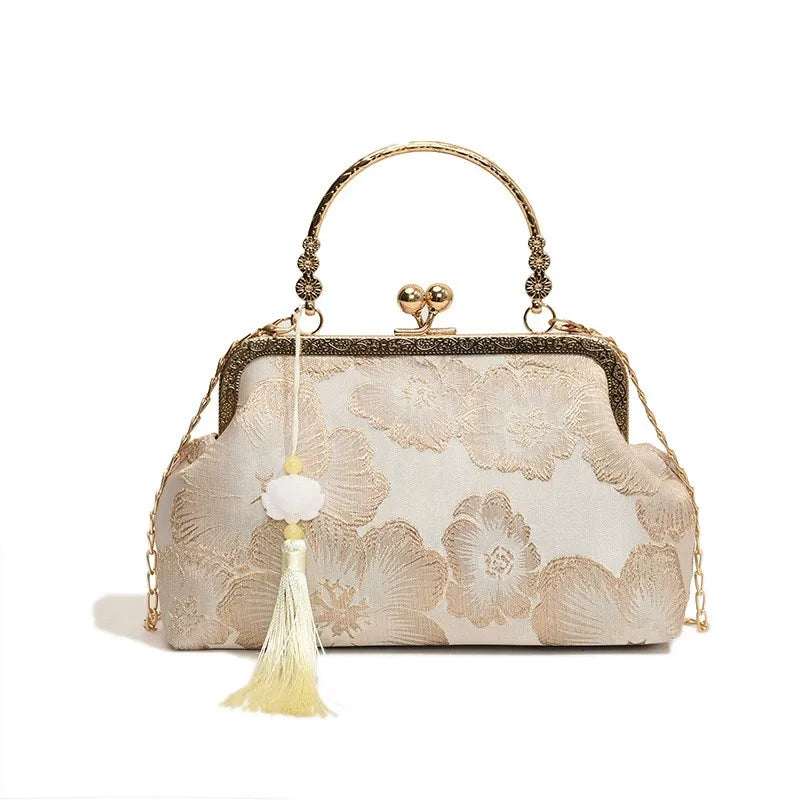 Chinese Style Embroidered Shoulder Bag | Elegant Handbag & Retro Small Square Bag (Wedding Party Luxury Designer Women's Evening Clutch)