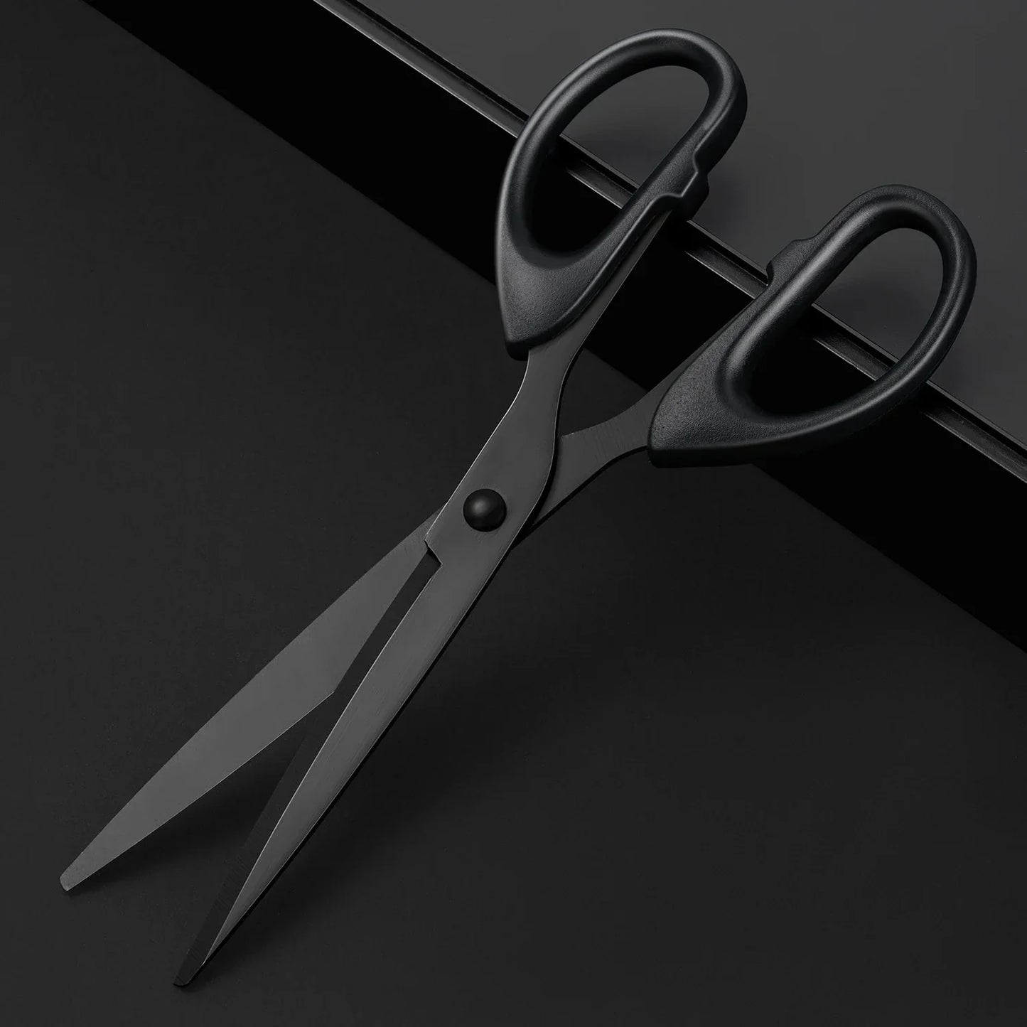 Professional Office Scissors 180mm Heavy Duty Scissors with Black Blade Sharp Stainless Steel Cutting Tool for Paper Craft