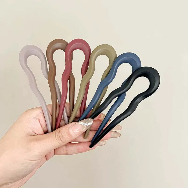 6Pcs  Women Girls Daily Hair Accessories Matte Geometric U-shaped Hair Fork Sticks Fashion Minimalist Updo Headwear