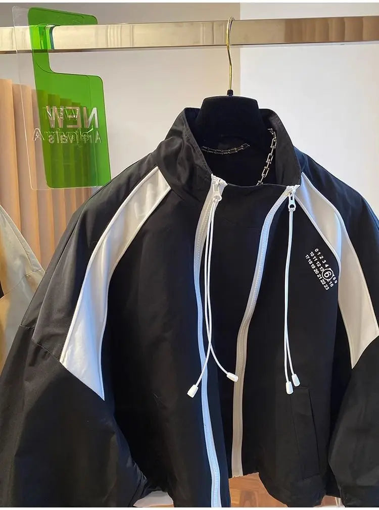 Zipper Design Niche Loose Casual Stand Collar Windbreaker Jacket Spring and Autumn Short Jacket Jacket Top