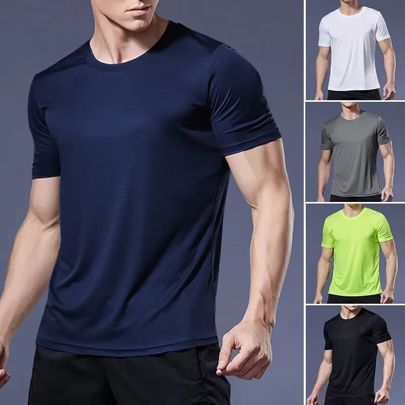 Summer Mens Quick Dry Running Bodybuilding Shirts Sport Gym t Shirt Men Short Sleeve Fitness Tops Oversized t-Shirt Jersey