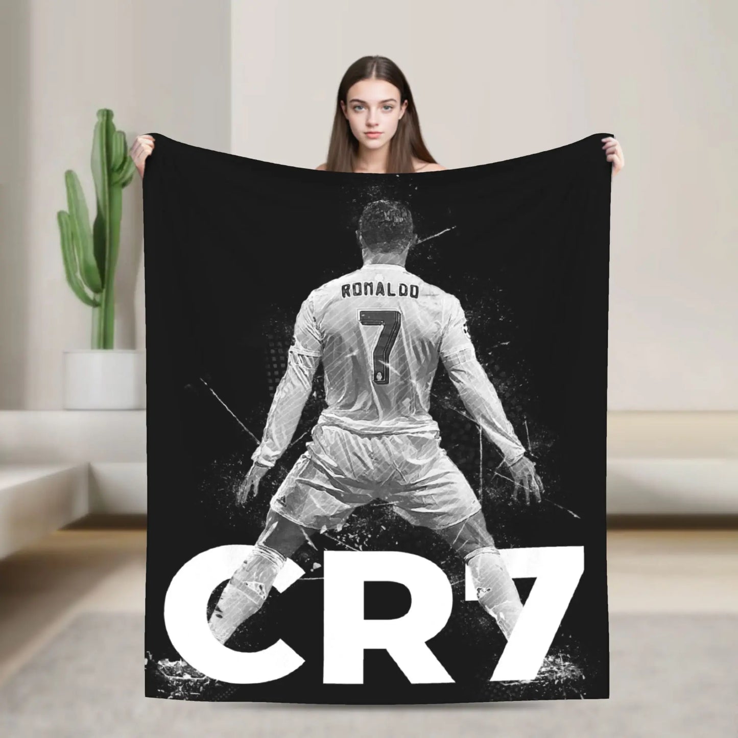 CR7  Football Soccer Blanket Ronaldos Flannel Funny Warm Throw Blanket for Bedding Lounge Decoration