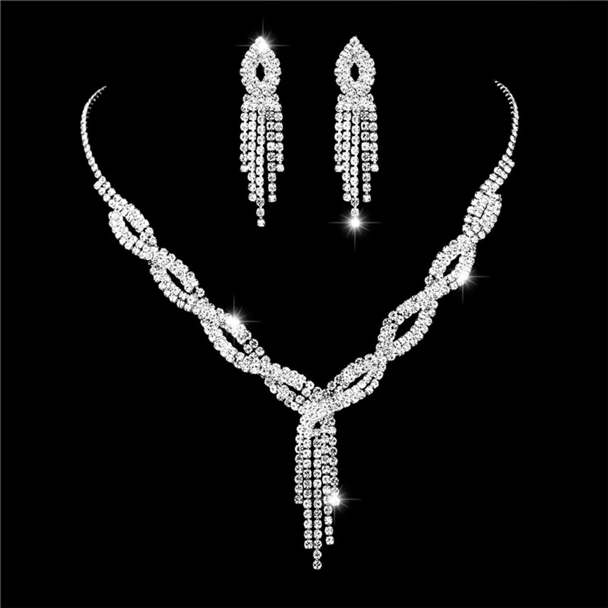 Women's Necklace Earrings Set Zircon Dangle Earrings Set Exquisite Wedding Party Jewelry Set for Anniversary Mother's Day Gift